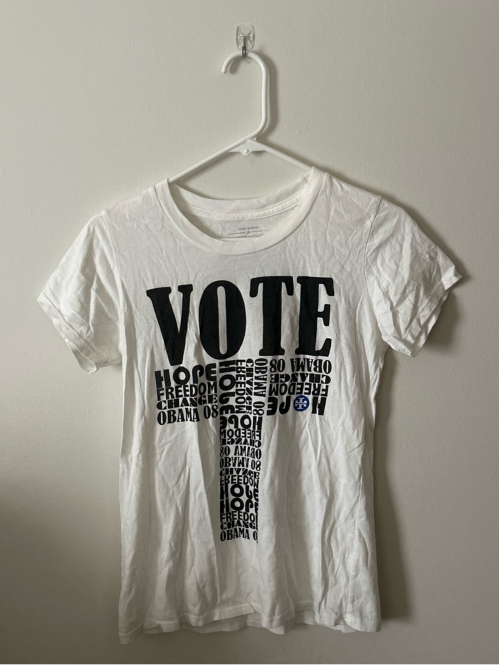 VOTE Obama 2008 Graphic Tee in White with Black Print